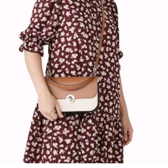 Low Start Kate Spade-Audrey Flap Colorblock Crossbody Bag (Neutral 🤎🤍)NWOT - Picture 2 of 12